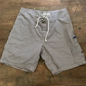 J. Crew Men's Striped Board Shorts - Black and White